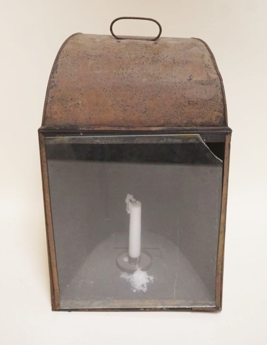 LARGE ANTIQUE TIN HANGING CANDLE LANTERN (1 of 3)