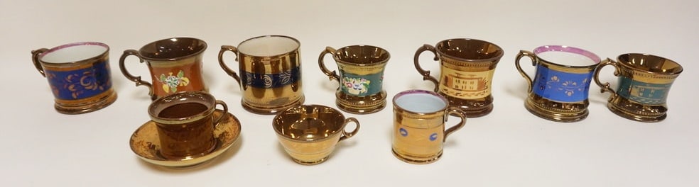 10 PIECE LOT COPPER LUSTER MUGS & TEACUPS (1 of 5)