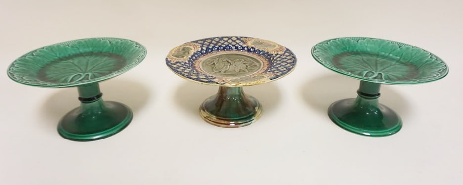 MAJOLICA GROUP OF 3 COMPOTES (1 of 4)