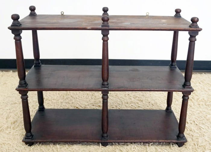 ANTIQUE WALNUT & PINE HANGING SHELF (1 of 2)