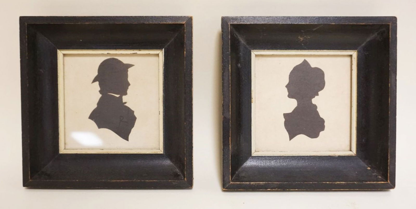 PAIR OF FRAMED SILHOUETTES OF MAN & WOMAN (1 of 2)