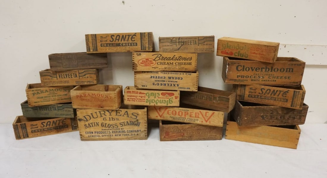 LARGE LOT OF ASSORTED WOOD CHEESE BOXES (1 of 4)