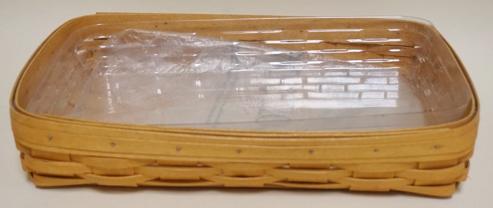 2002 CLASSIC PANTRY BASKET: 2002 CLASSIC PANTRY BASKET WITH PROTECTOR, APPROXIMATELY 10 IN X 14 IN X 3