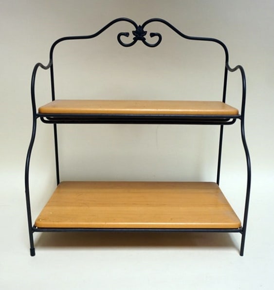 WROUGHT IRON TABLE TOP 2 TIER SHELF (1 of 2)