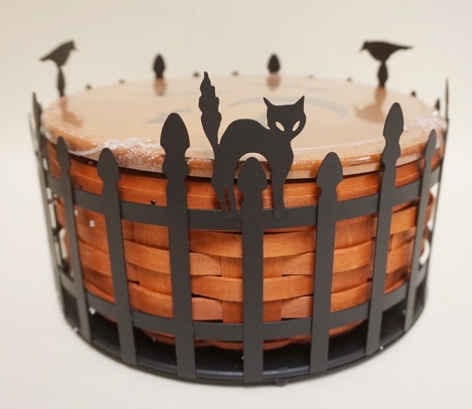 2012 TRICK OR TREAT BASKET: 2012 TRICK OR TREAT BASKET WITH WROUGHT IRON HOLDER, BOX, PROTECTOR AND LID, NEW