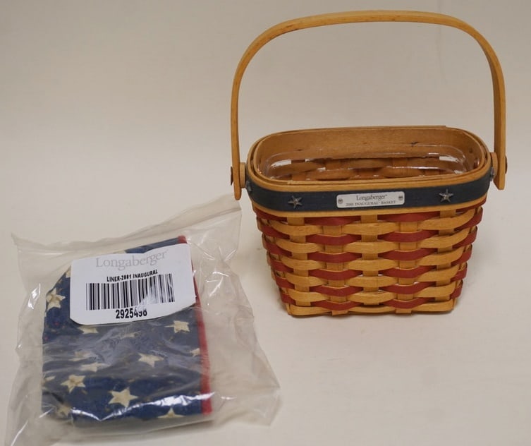 2001 INAUGURAL BASKET: 2001 INAUGURAL BASKET WITH LINER AND PROTECTOR, NEW