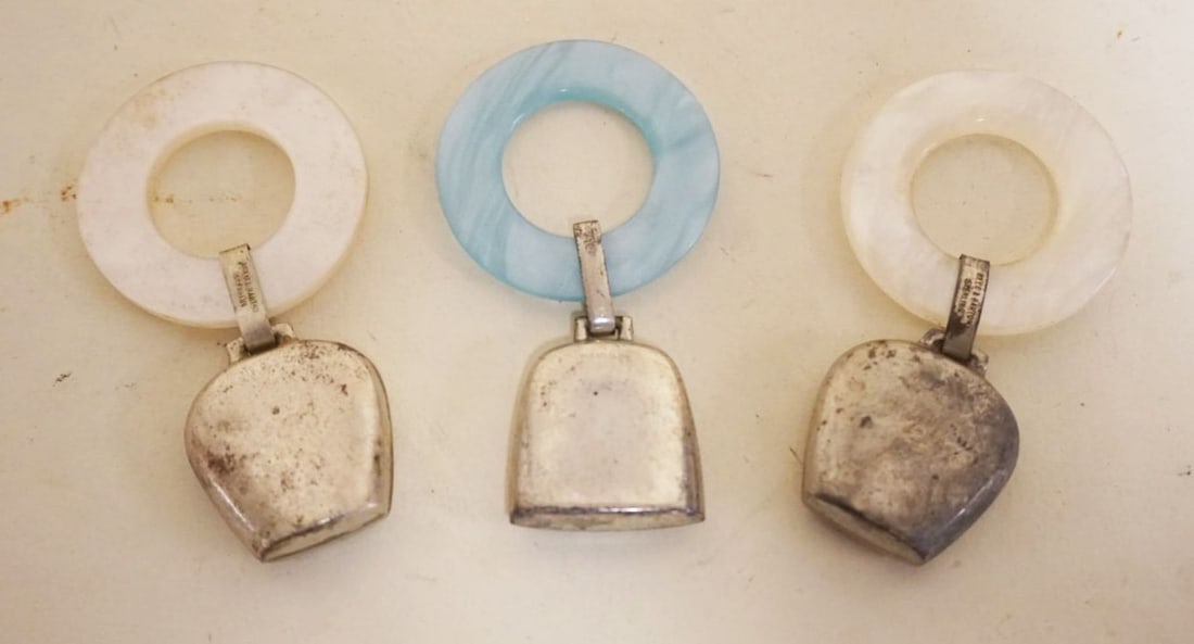 3 STERLING BABY RATTLES: 3 STERLING BABY RATTLES