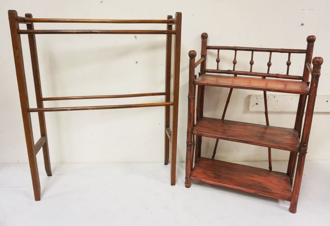 VICTORIAN FAUX BAMBOO 2 TIER SHELF & TOWEL RACK: VICTORIAN FAUX BAMBOO 2 TIER SHELF & TOWEL RACK