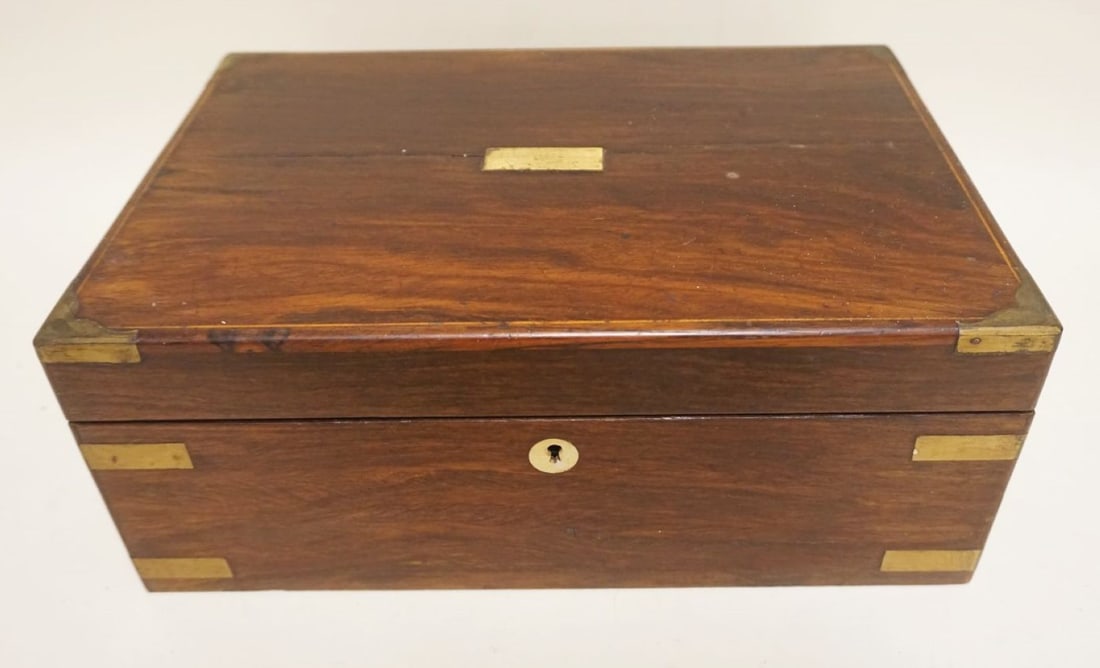 ANTIQUE ROSEWOOD LAP DESK: ANTIQUE ROSEWOOD LAP DESK, APPROXIMATELY 14 IN X 9 1/2 IN X 6 IN HIGH
