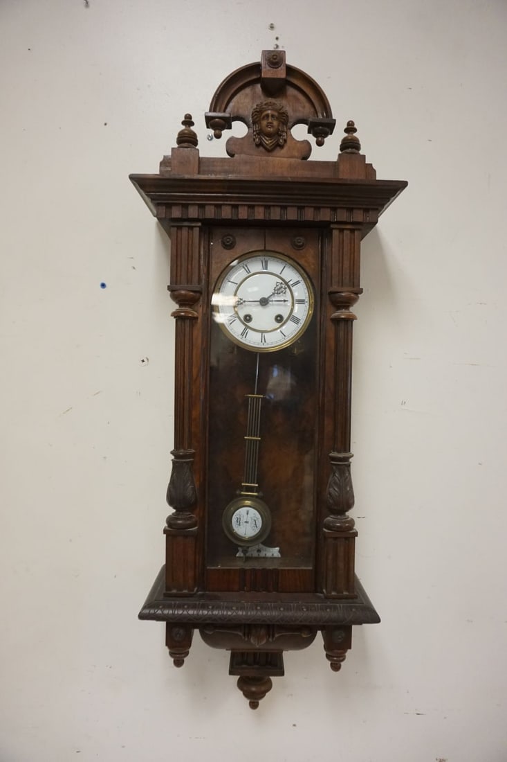 GERMAN WALL REGULATOR CLOCK: GERMAN WALL REGULATOR CLOCK, APPROXIMATELY 43 IN HIGH