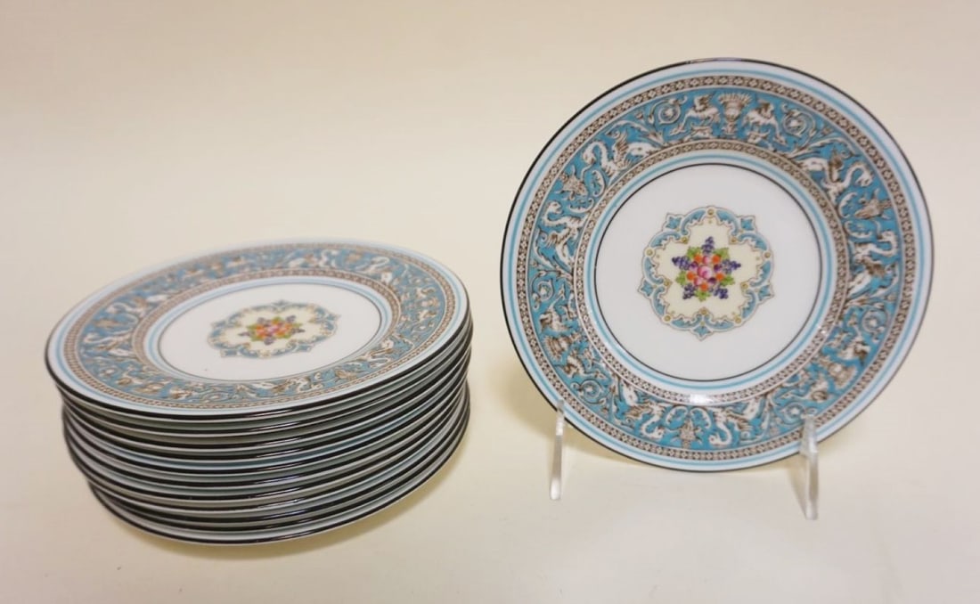 WEDGWOOD *FLORENTINE* TURQUOISE CHINA: WEDGWOOD *FLORENTINE* TURQUOISE CHINA SET OF 12-6 1/4 PLATES