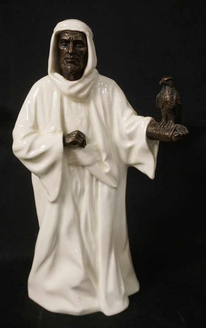 MINTON POCELAIN & BRONZE FIGURE: MINTON POCELAIN & BRONZE FIGURE *THE SHEIKH*, APPROXIMATELY 10 IN HIGH