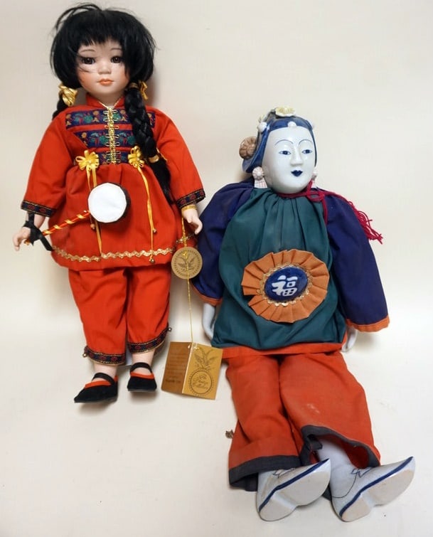 2 PORCELAIN FACED ASIAN DOLLS (1 of 2)
