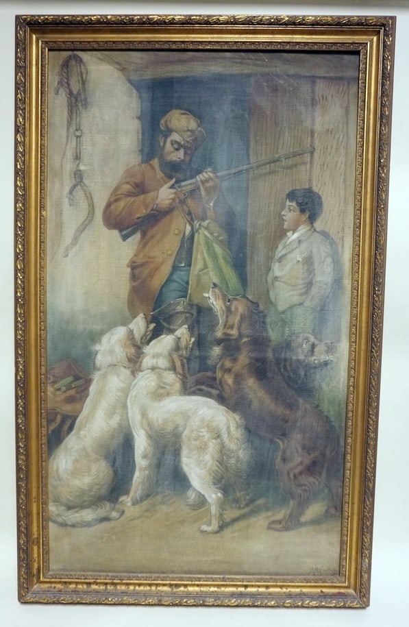 ANTIQUE OIL PAINTING ON CANVAS, MAN (1 of 3)