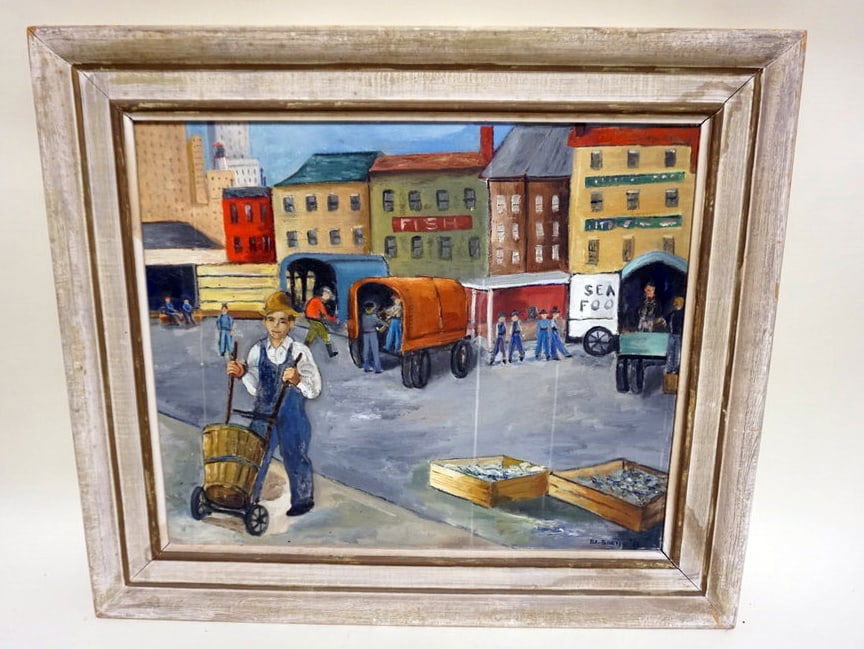 OIL PAINTING ON CANVAS, STREET MERCHANT (1 of 3)