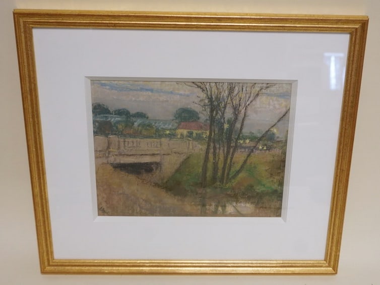 ARTIST SIGNED PASTEL: ARTIST SIGNED PASTEL UNDER GLASS, APPROXIMATELY 16 1/2 IN X 19 IN OVERALL
