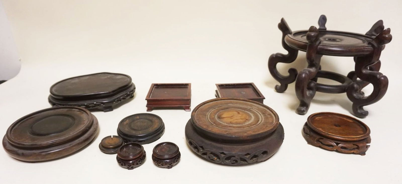 GROUP OF ASSORTED ASIAN WOOD STANDS (1 of 4)