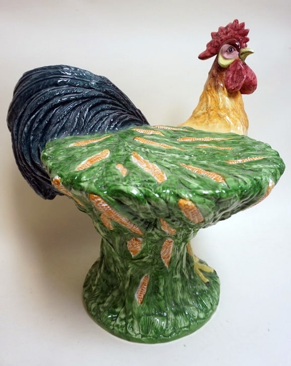 LARGE ITALIAN CERAMIC ROOSTER PEDISTAL STAND (1 of 3)