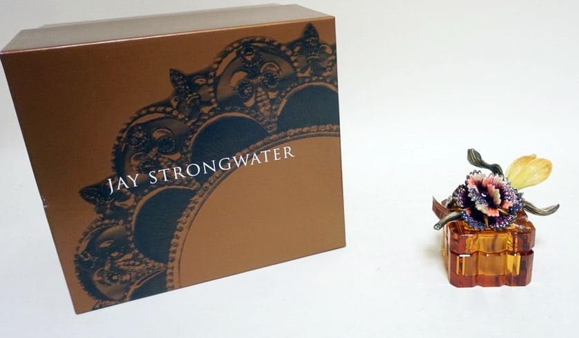 JAY STRONGWATER CRYSTAL BOUQUET: JAY STRONGWATER HOT HOUSE CRYSTAL BOUQUET BOX *VERONICA*