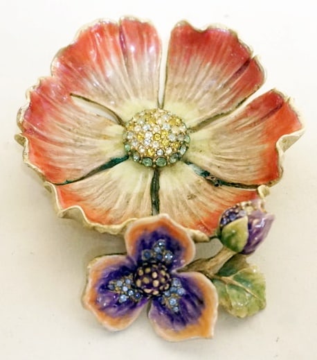 JAY STRONGWATER TRINKET TRAY: JAY STRONGWATER JEWELED AND ENAMEL TRINKET TRAY