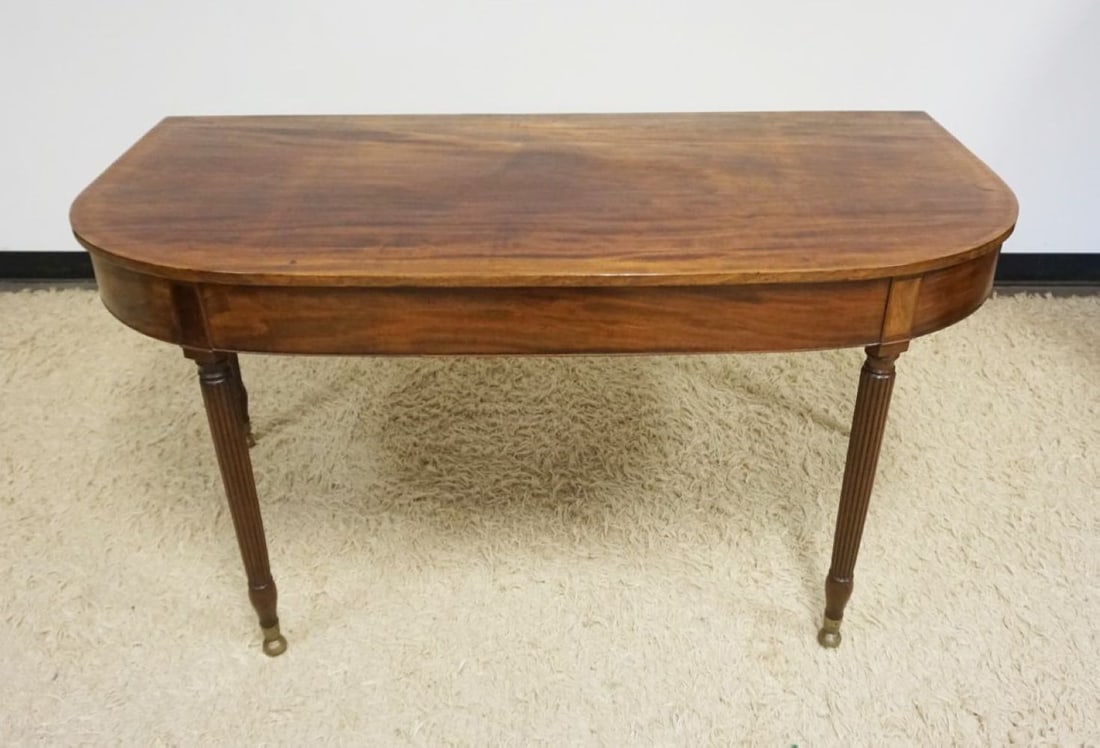 ANTIQUE MAHOGANY DEMILUNE TABLE (1 of 3)