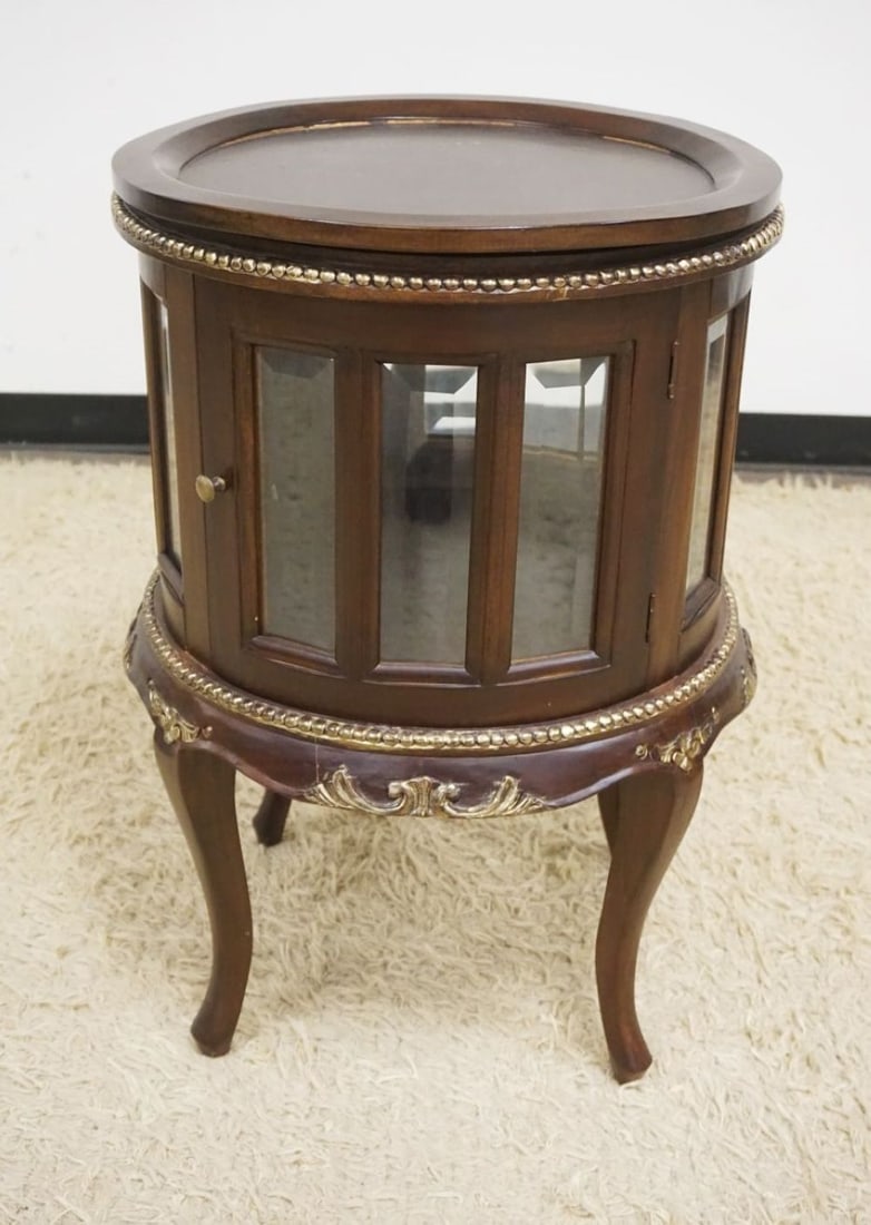 WALNUT CURIO STAND WITH BEVELED GLASS (1 of 3)