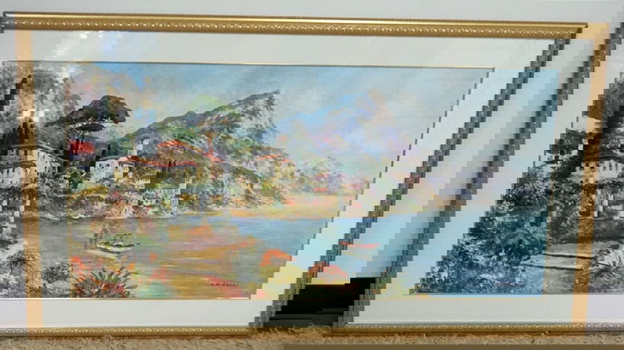 ARTIST SIGNED PRINT OF COASTAL VILLAGE (1 of 1)