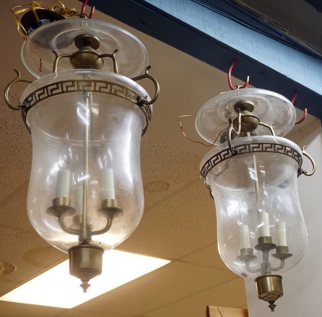 PR OF HANGING BRASS LAMPS (1 of 1)