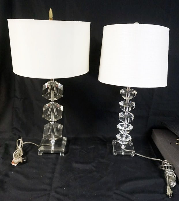 2 GLASS MODERN STYLE GEOMETRIC TABLE LAMPS (1 of 3)