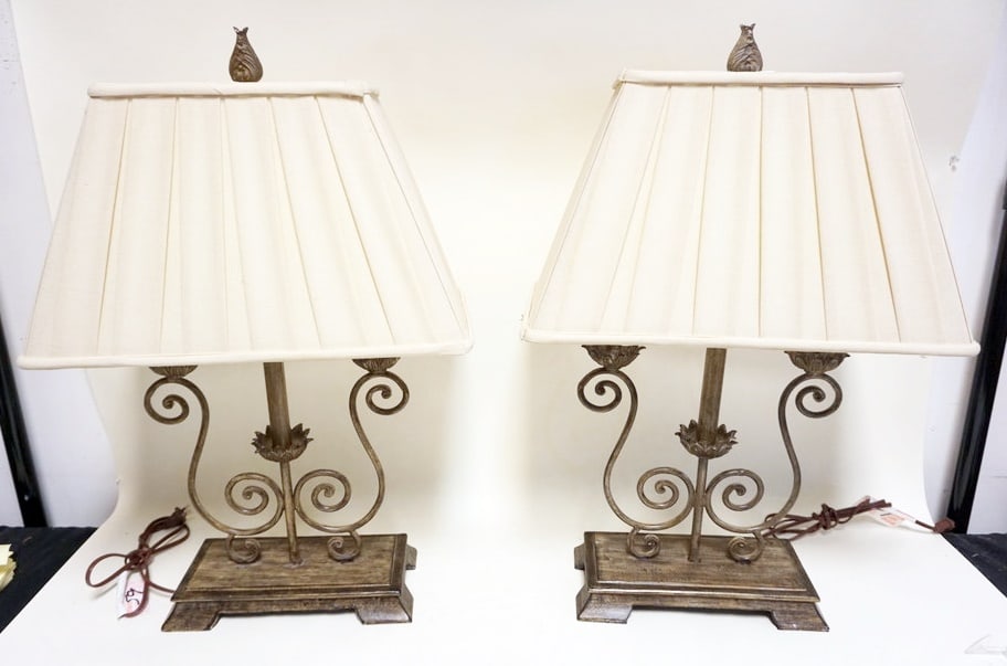 PAIR OF FANCY WROUGHT IRON TABLE LAMPS (1 of 2)