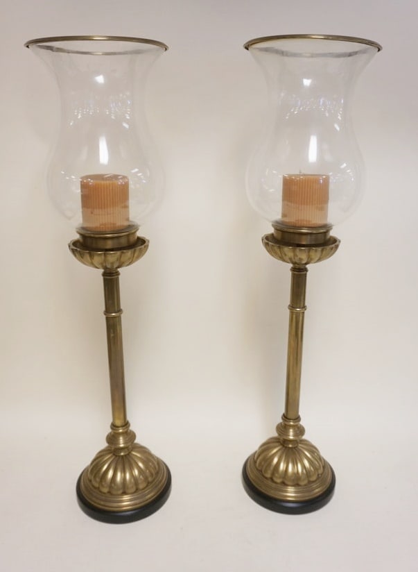 PAIR OF BRASS CONTEMPORARY PRICKET STICKS (1 of 2)