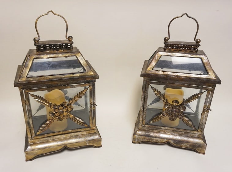 PAIR OF CONTEMPORARY CANDLE LANTERNS (1 of 3)