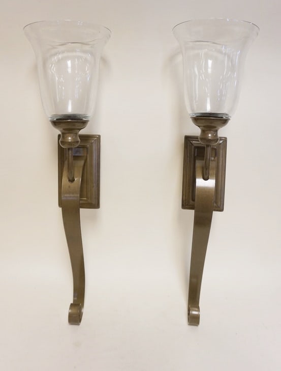 PAIR OF METAL CANDLE WALL SCONCES (1 of 2)
