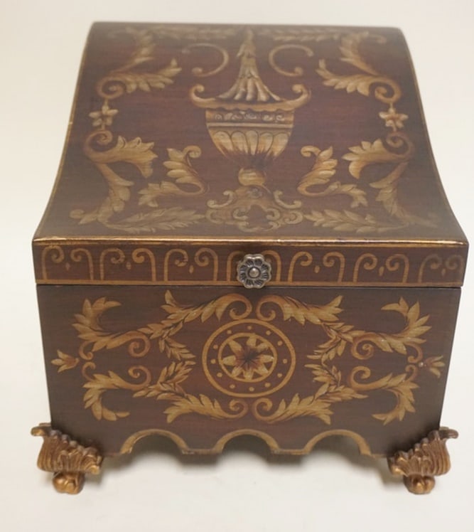 CONTEMPORARY PAINT DECORATED WOOD STATIONARY BOX (1 of 4)