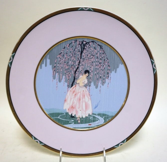ERTE CHINA UH203 *BLOSSEM UMBRELLA* PLATE: ERTE CHINA UH203 *BLOSSEM UMBRELLA* PLATE, APPROXIMATELY 12 1/2 IN