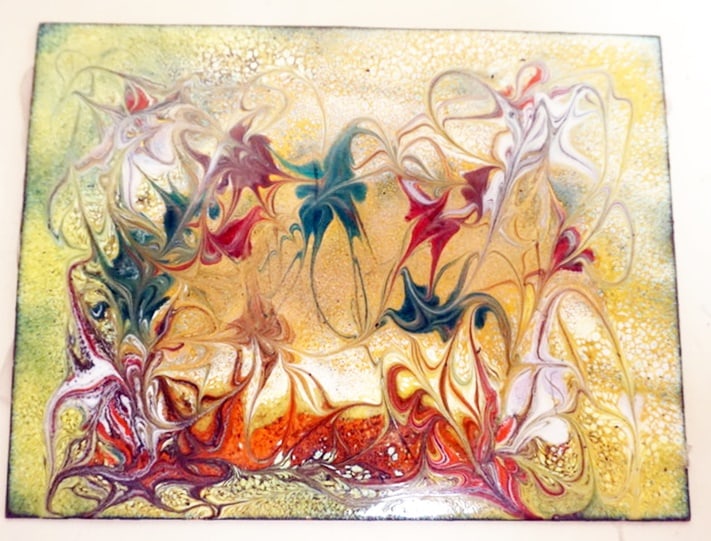 Enamel On Copper Abstract Art Auction