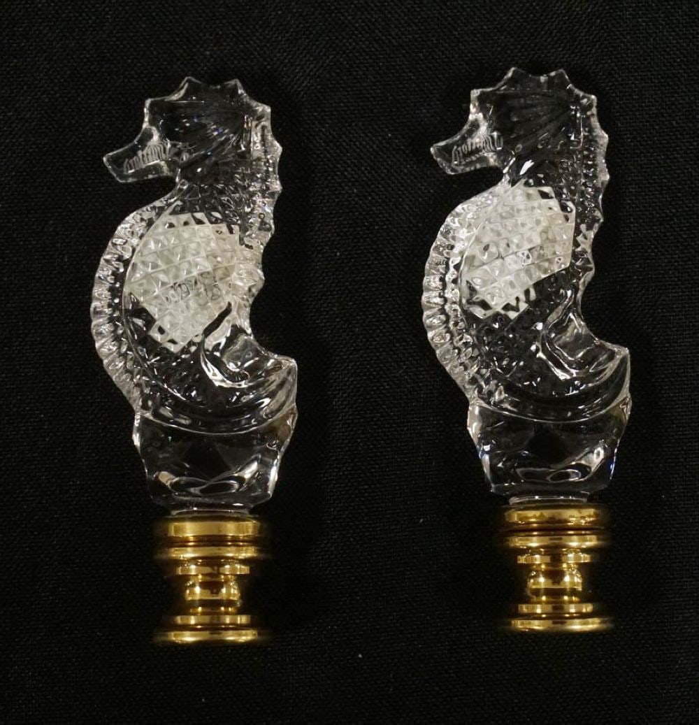 WATERFORD CRYSTAL SEAHORSE LAMP FINIALS (1 of 2)
