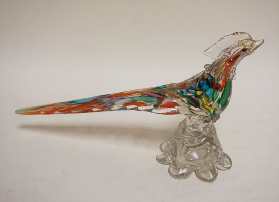 MURANO ART GLASS VENETIAN PHEASANT: MURANO ART GLASS VENETIAN PHEASANT, APPROXIMATELY 13 IN X 7 IN HIGH