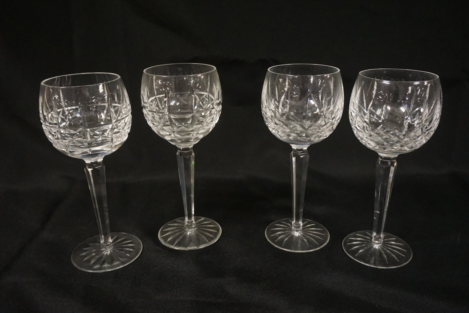 WATERFORD CRYSTAL WINE GLASSES: WATERFORD CRYSTAL 2 - SETS OF WINE GLASSES, APPROXIMATELY 7 1/2 IN H
