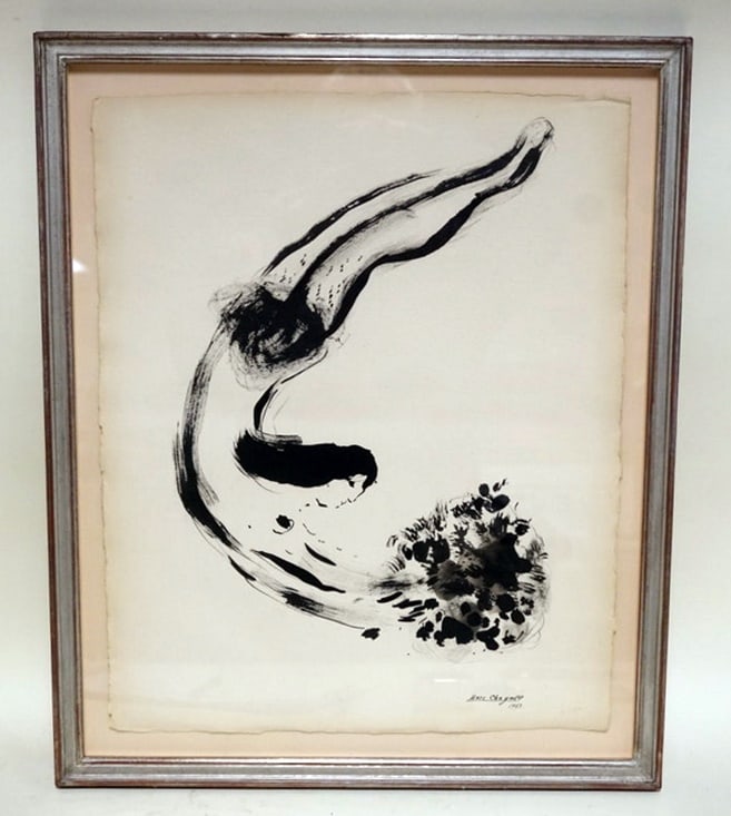 MARC CHAGALL LITHOGRAPH: MARC CHAGALL LITHOGRAPH, NUDE WOMAN 1953, APPROXIMATELY 19 IN X 23 IN OVERALL