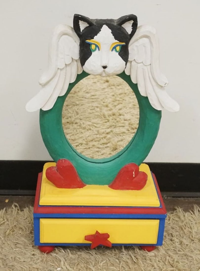 PAINT DECORATED DRESSER TOP MIRROR (1 of 2)