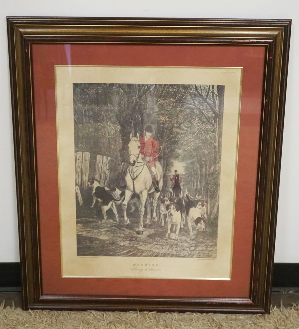 FRAMED HUNT PRINT TITLED *MORNING* (1 of 2)