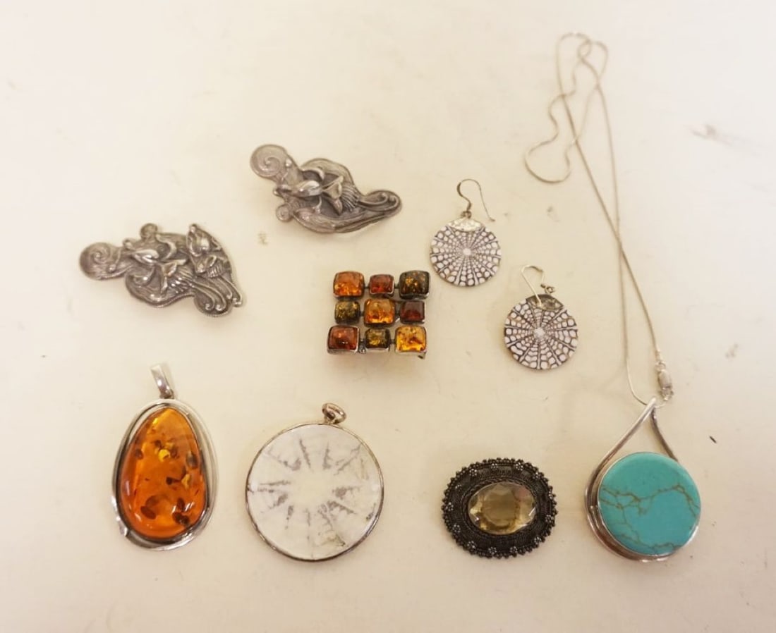 ASSORTED STERLING JEWELRY INCLUDING TURQUOISE NECKLACE (1 of 3)