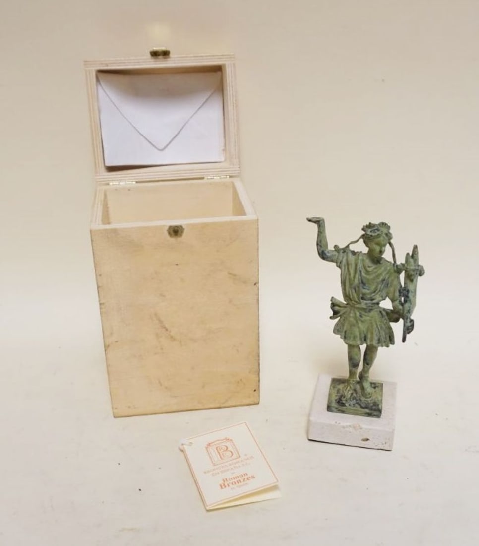MINIATURE REPLICA OF ROMAN BRONZE: MINIATURE REPLICA OF ROMAN BRONZE, APPROXIMATELY 7 1/2 IN