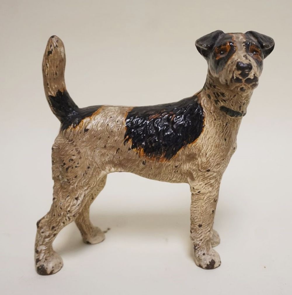 ANTIQUE CAST IRON TERRIER DOG DOOR STOP (1 of 3)