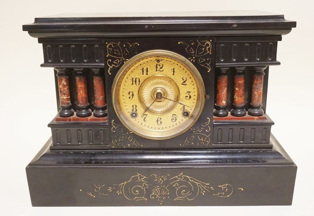 ORNATE VICTORIAN ANSONIA MARBLE MANTLE CLOCK (1 of 6)