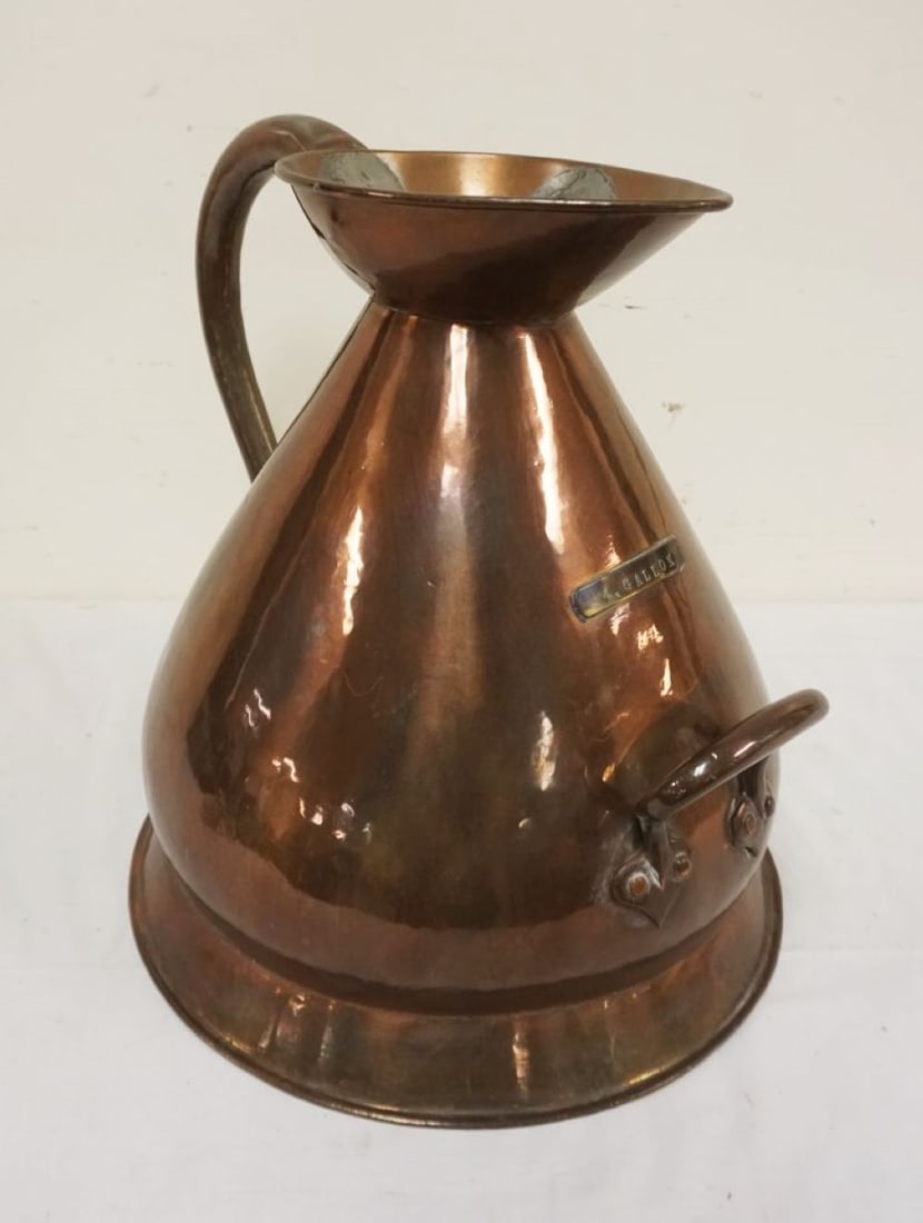 LARGE ANTIQUE COPPER ALE/WINE JUG (1 of 7)