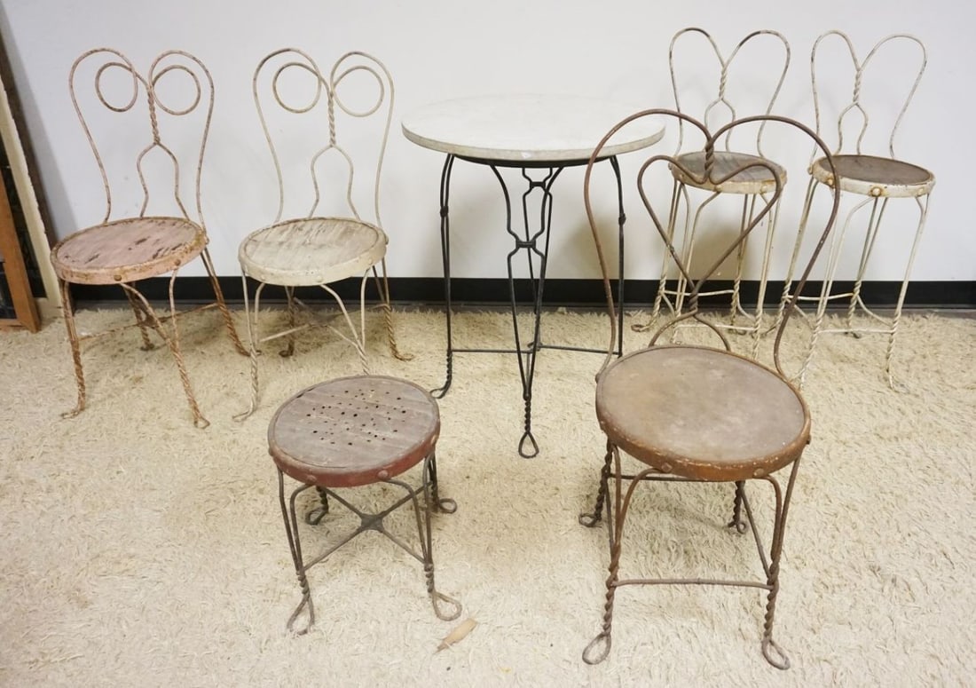 MARBLE TOP ICE CREAM PARLOR TABLE (1 of 2)