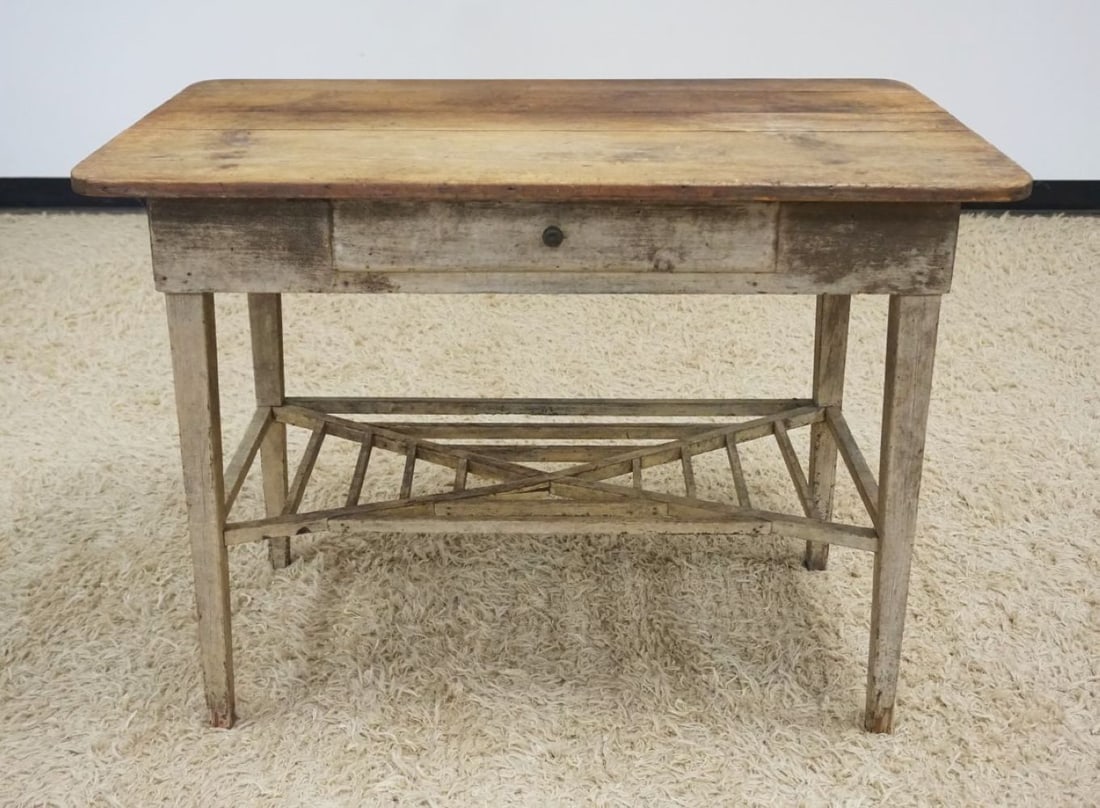ANTIQUE COUNTRY PINE ONE DRAWER WORK TABLE (1 of 4)