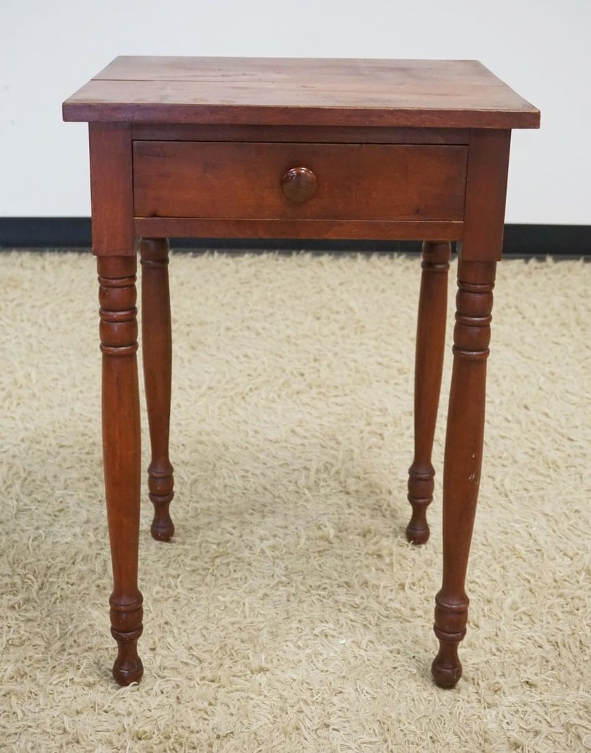 ANTIQUE SOLID CHERRY ONE DRAWER STAND (1 of 4)